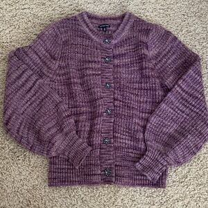 Who What Wear Plum Purple Cardigan Sweater Size Medium NWOT full button down